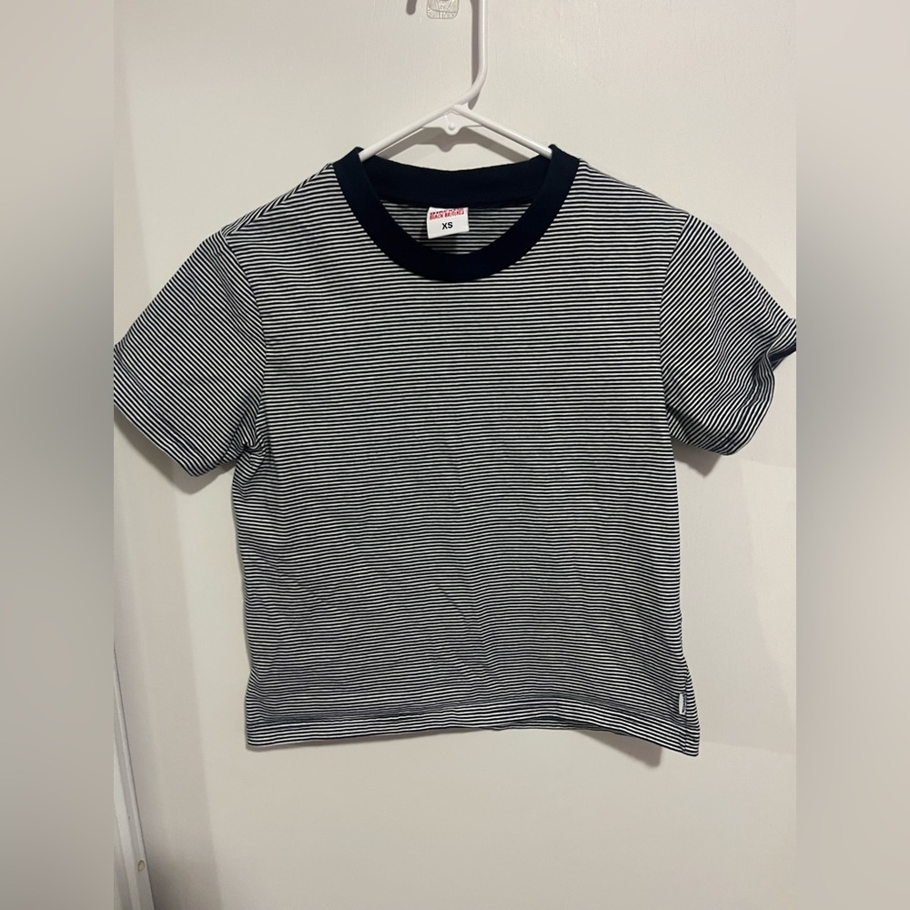 Birdwell‎ Beach Britches T-Shirt Pocket XS Blue Striped Lightweight